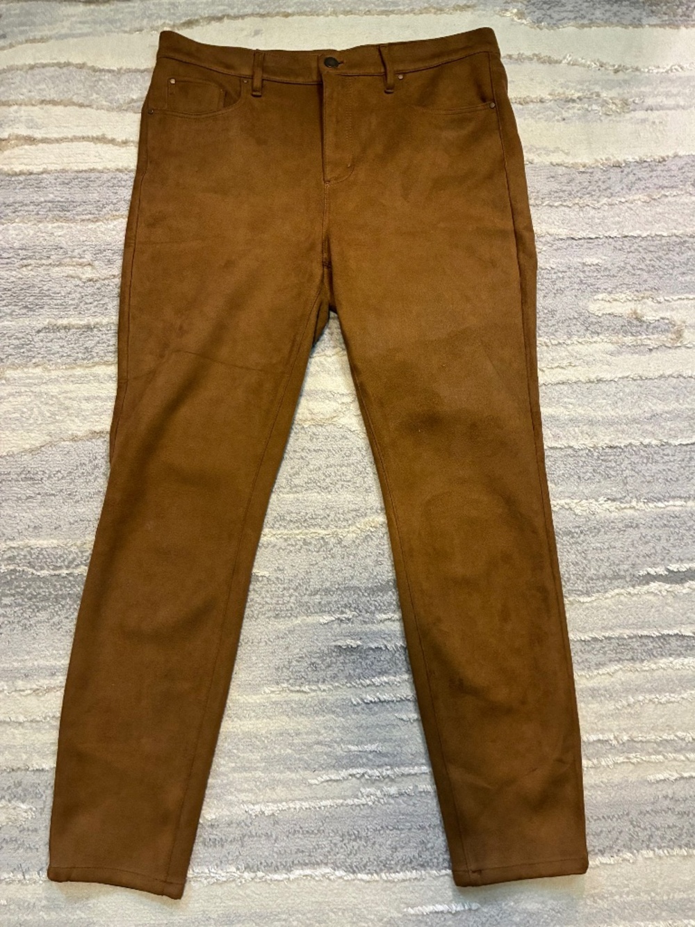 Ann Taylor Camel Brown Faux Suede 5-Pocket Skinny Pants Stretch Size 10